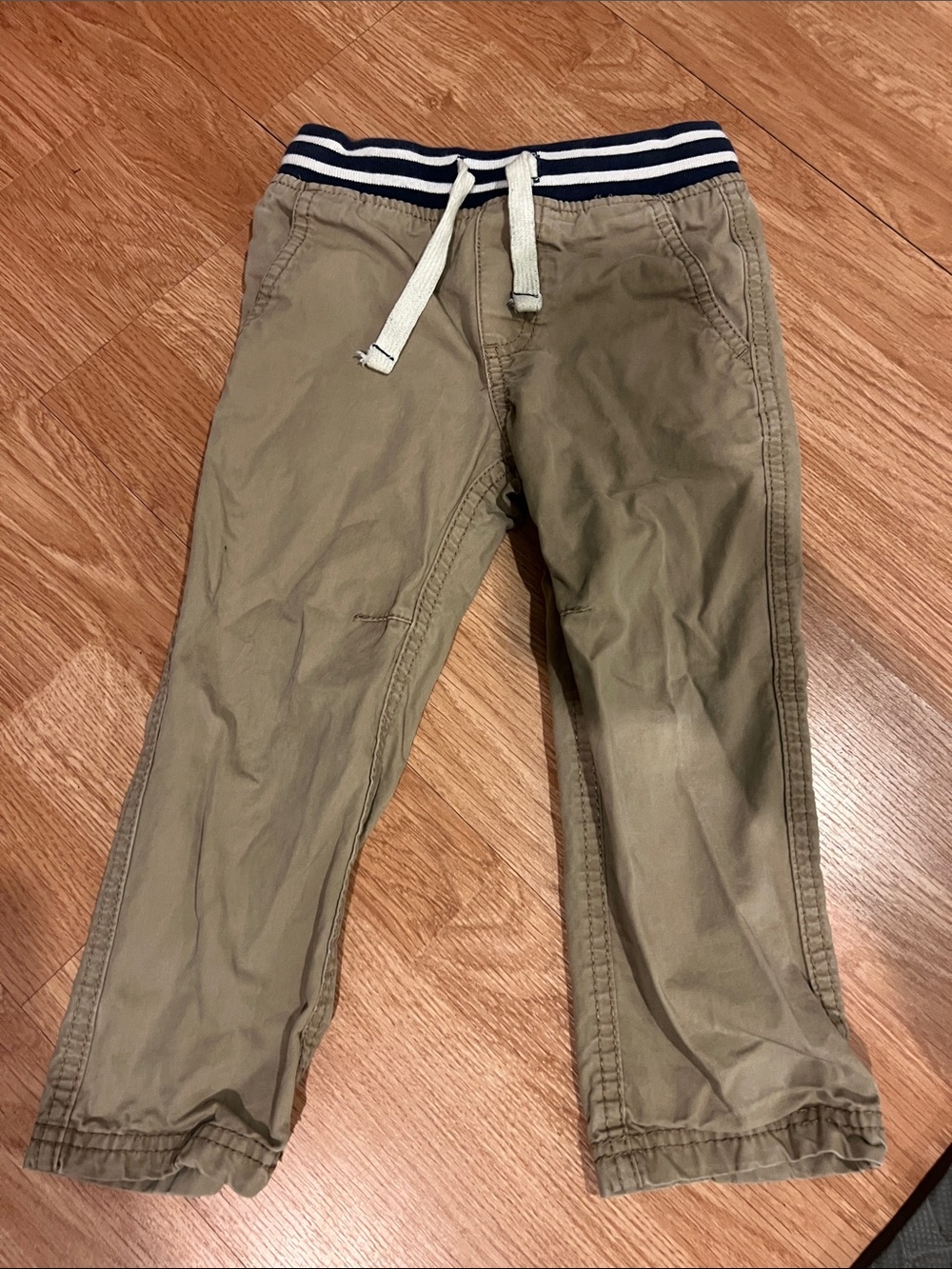 Carter's Khaki Jogger Pants with Navy & White Stripe Waistband